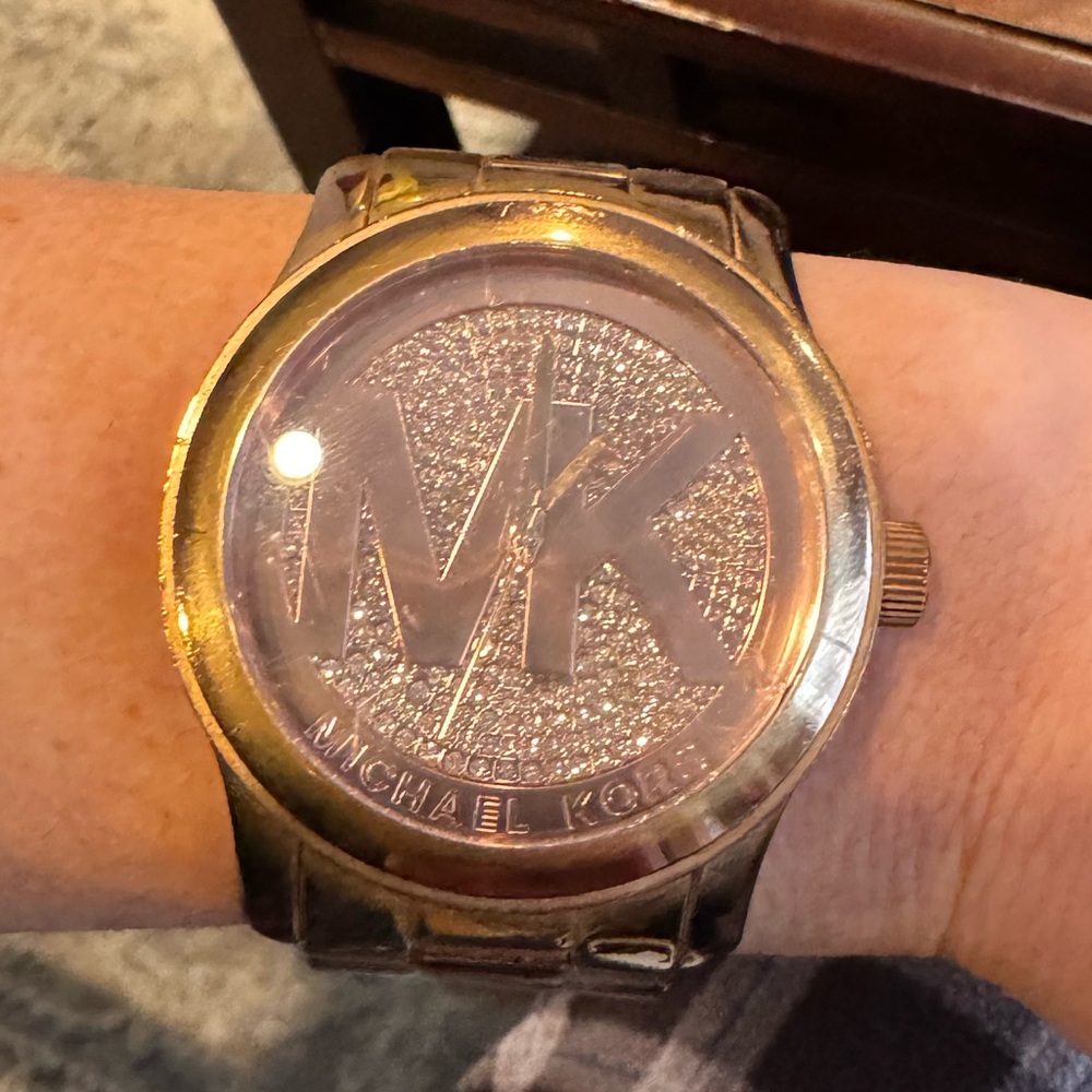 Michael Kors Rose Gold Glitter Dial Watch